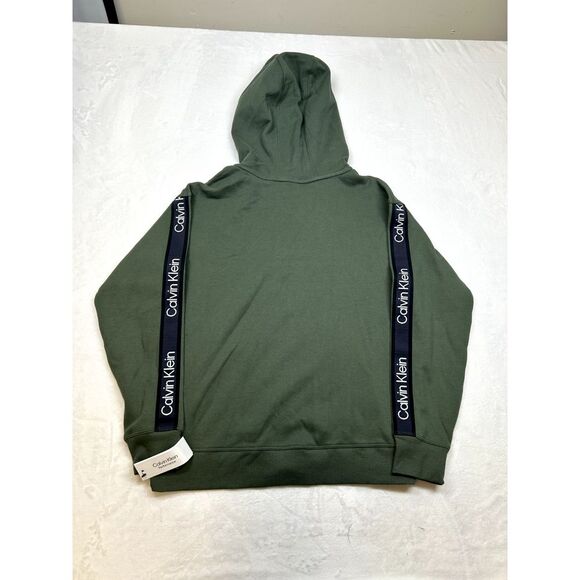 Calvin Klein Performance‎ Fleece Hoodie Womens Small Thyme Green Logo Stripe Zip - Picture 3 of 7